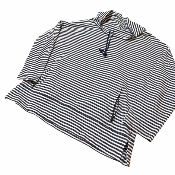 đź’™TALBOTS STRIPED COWL NECK Striped Navy and White Pullover - Picture 2 of 11